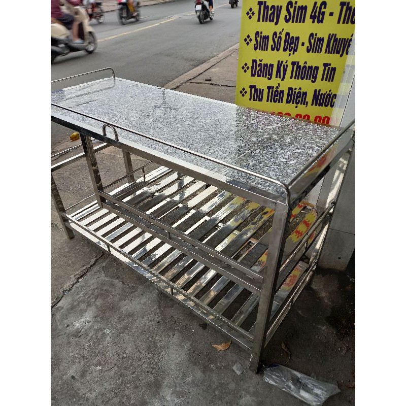 Thanh lý kệ để bếp ga inox mặt đá